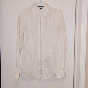 Express Women's White Fitted Button Down Shirt